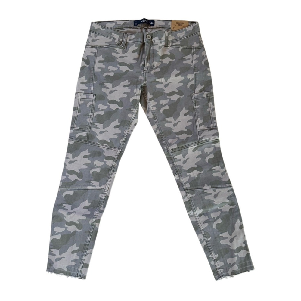 Hollister Cargo Jeans Womens 7 Camouflage Skinny Slightly Cropped Ankle Zips